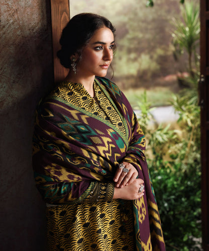3 Piece - Printed Khaddar Suit