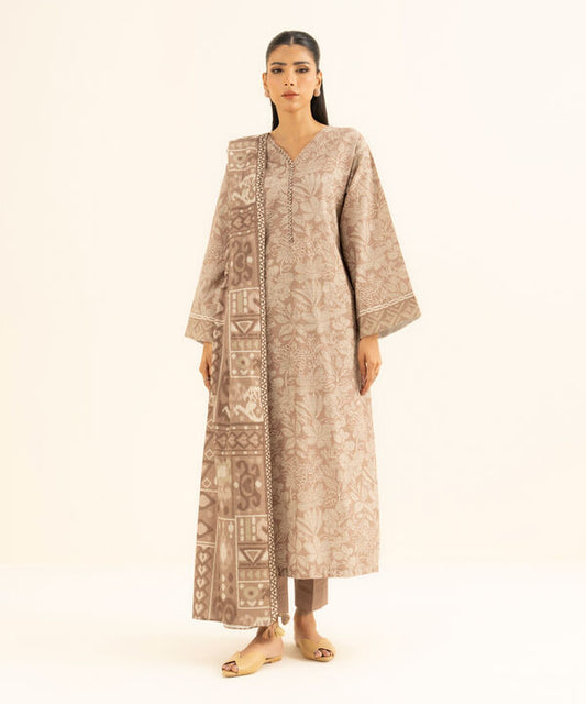3 Piece - Printed Khaddar Suit