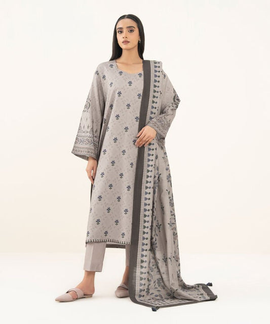 3 Piece - Printed Linen Suit