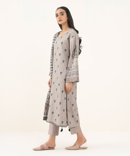 3 Piece - Printed Linen Suit