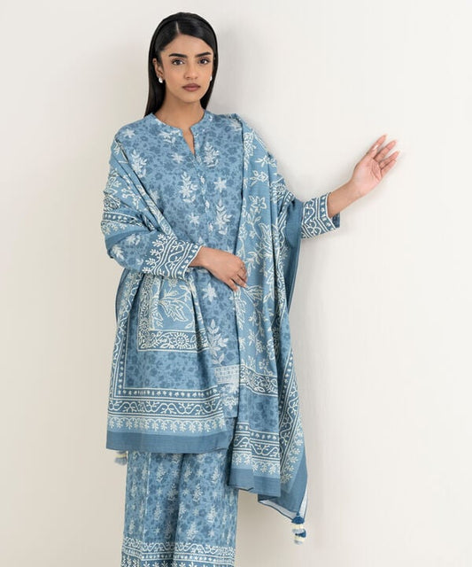 3 Piece - Printed Khaddar Suit