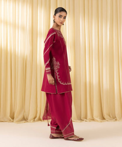 3 Piece - Embroidered Dobby Suit (Unstitched)