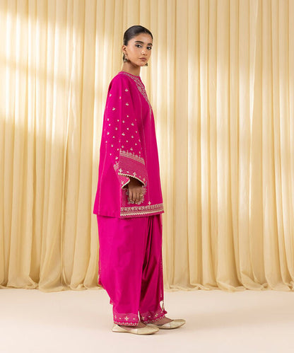 3 Piece - Embroidered Dobby Suit (Unstitched)