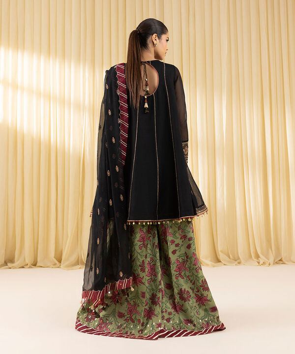 3 Piece - Embroidered Blended Net Suit (Unstitched)