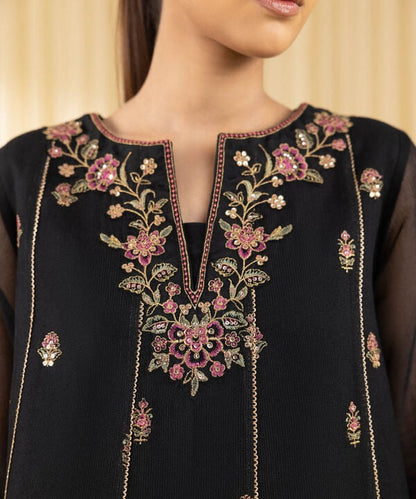3 Piece - Embroidered Blended Net Suit (Unstitched)
