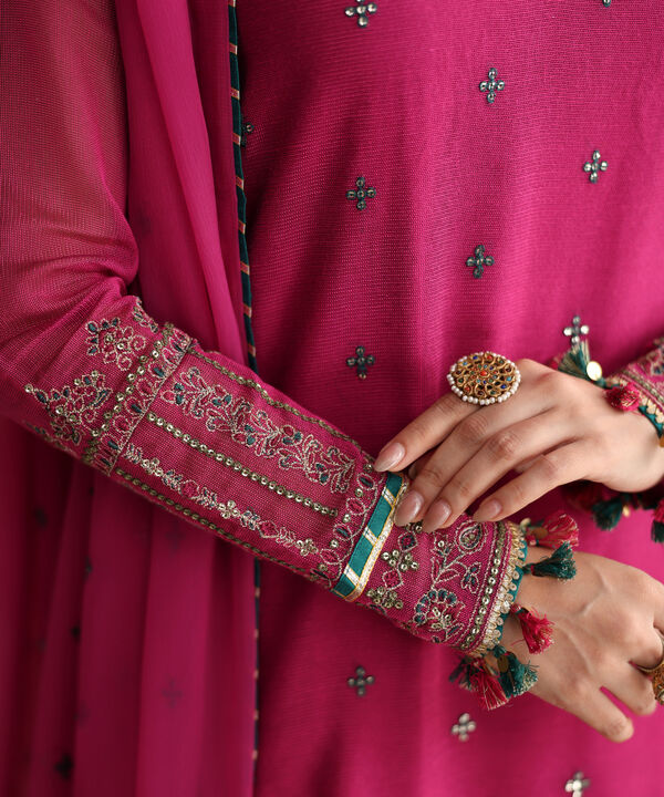 3 Piece - Embroidered Blended Net Suit (Unstitched)