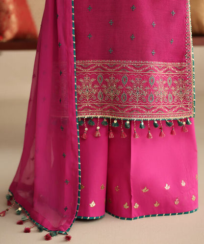 3 Piece - Embroidered Blended Net Suit (Unstitched)