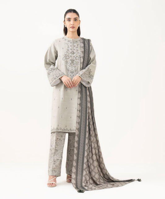 3 Piece - Embroidered Khaddar Suit