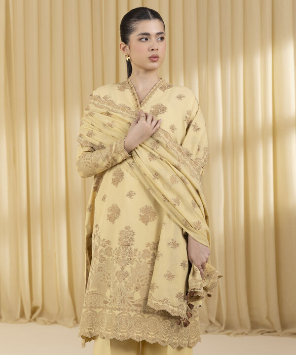 3 Piece - Jacquard Suit (Unstitched)