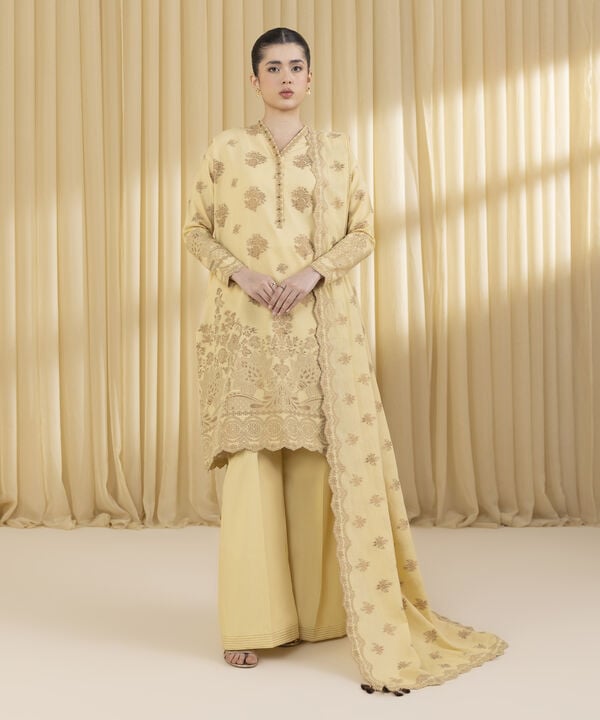 3 Piece - Jacquard Suit (Unstitched)