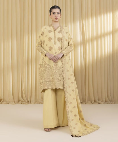 3 Piece - Jacquard Suit (Unstitched)