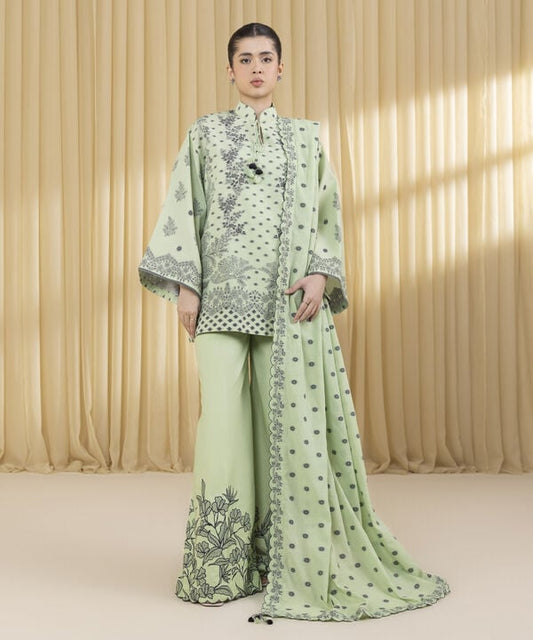 3 Piece - Embroidered Jacquard Suit (Unstitched)