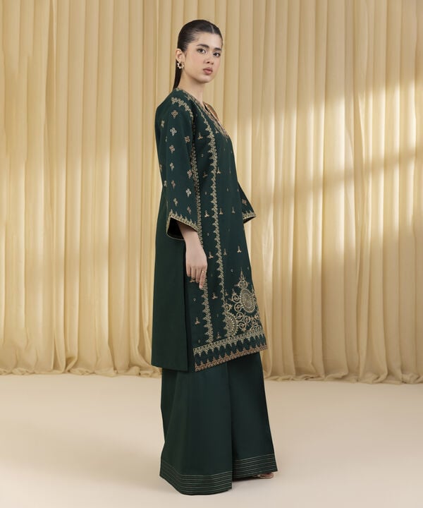 3 Piece - Embroidered Dobby Suit (Unstitched)