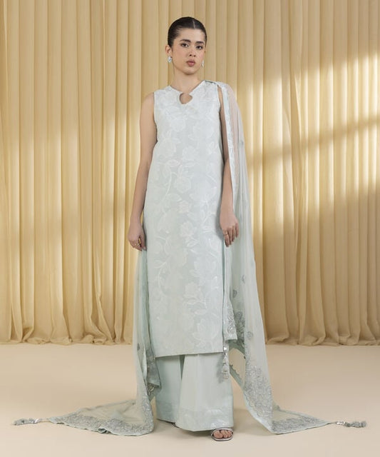 3 Piece - Embroidered Jacquard Suit (Unstitched)