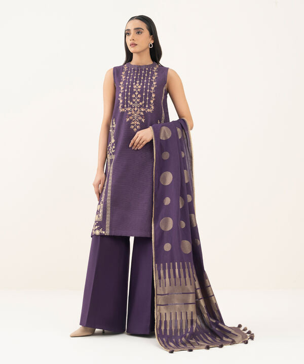 3 Piece - Embroidered Zari Khaddar Suit
