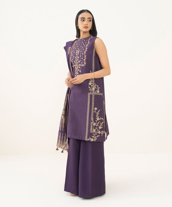3 Piece - Embroidered Zari Khaddar Suit