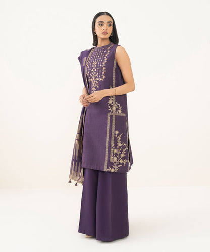 3 Piece - Embroidered Zari Khaddar Suit