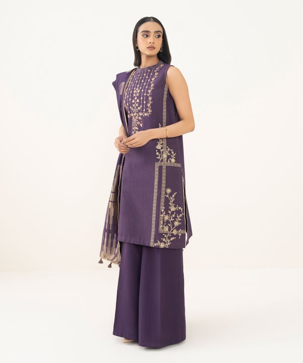 3 Piece - Embroidered Zari Khaddar Suit