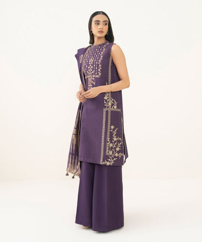 3 Piece - Embroidered Zari Khaddar Suit