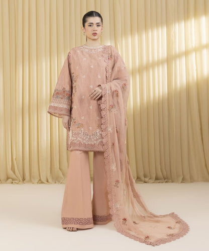 3 Piece - Embroidered Cotton Jacquard Suit (Unstitched)