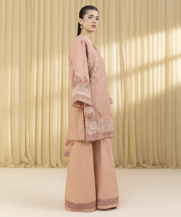 3 Piece - Embroidered Cotton Jacquard Suit (Unstitched)