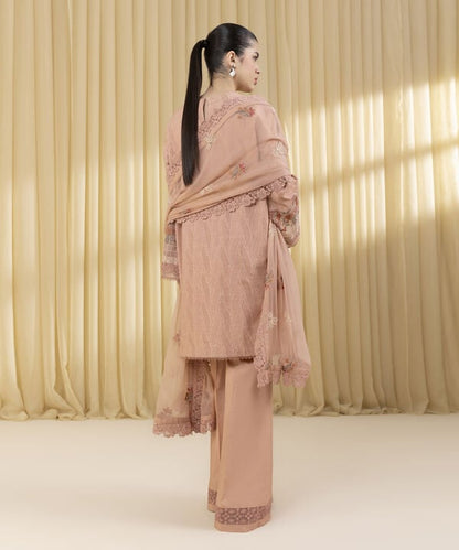 3 Piece - Embroidered Cotton Jacquard Suit (Unstitched)