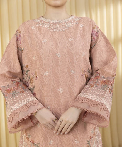 3 Piece - Embroidered Cotton Jacquard Suit (Unstitched)