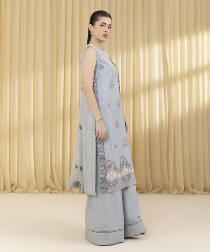 3 Piece - Embroidered Cotton Jacquard Suit (Unstitched)