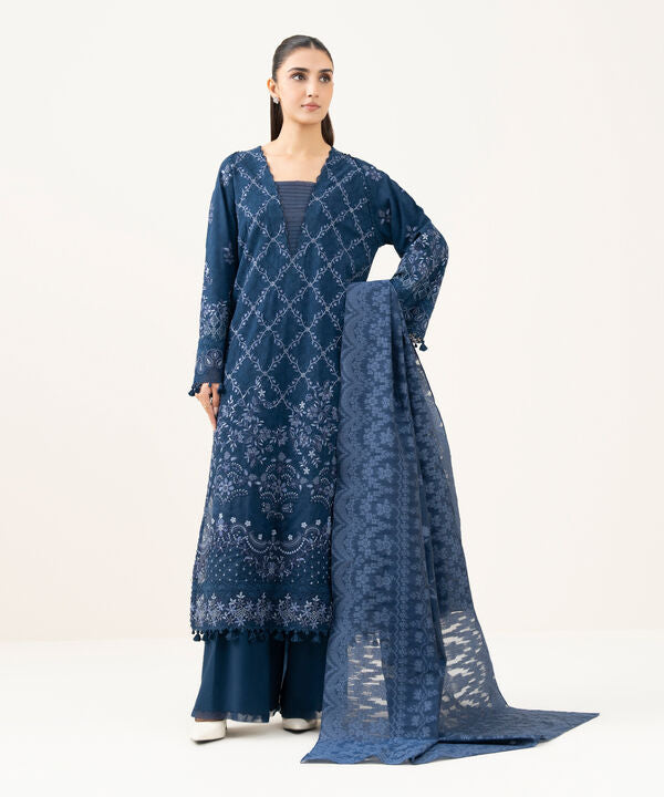 3 Piece - Embroidered Linen Jacquard Suit
