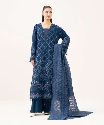 3 Piece - Embroidered Linen Jacquard Suit