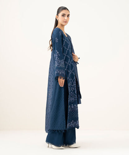 3 Piece - Embroidered Linen Jacquard Suit