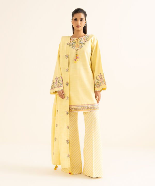 3 Piece - Embroidered Khaddar Suit