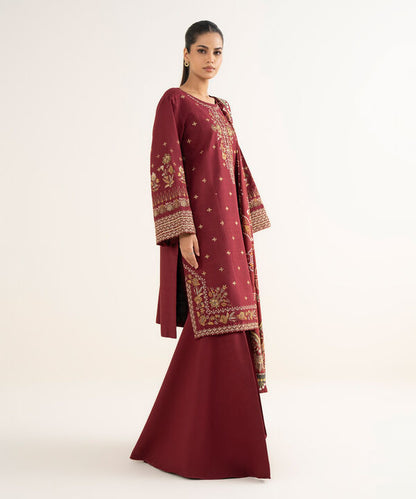 3 Piece - Embroidered Khaddar Suit