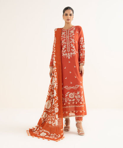 3 Piece - Embroidered Dobby Suit