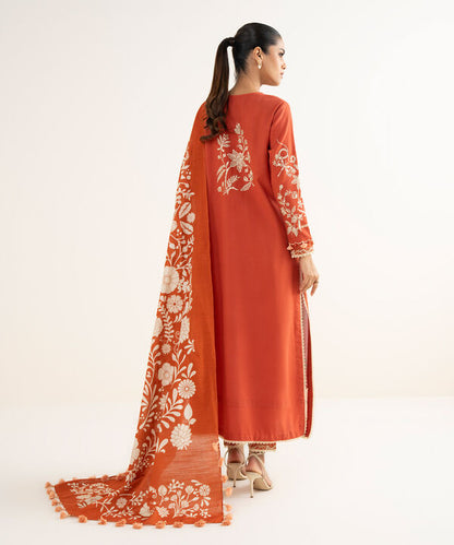 3 Piece - Embroidered Dobby Suit