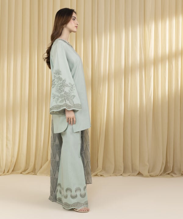 3 Piece - Embroidered Dobby Suit (Unstitched)