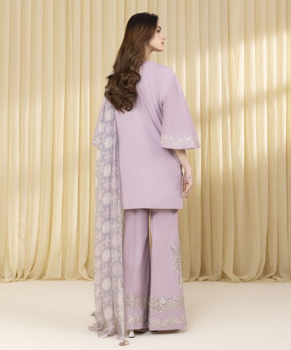 3 Piece - Embroidered Cotton Jacquard Suit (Unstitched)