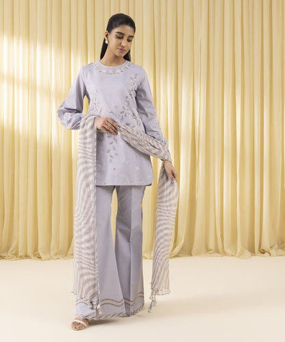 3 Piece - Embroidered Cotton Jacquard Suit (Unstitched)