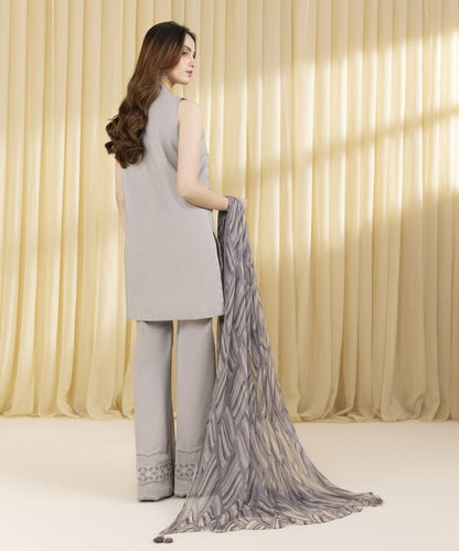 3 Piece - Embroidered Cotton Jacquard Suit (Unstitched)
