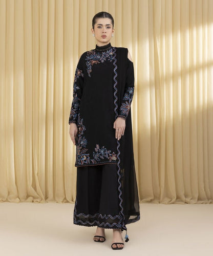 3 Piece - Embroidered Cotton Jacquard Suit (Unstitched)