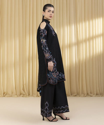 3 Piece - Embroidered Cotton Jacquard Suit (Unstitched)