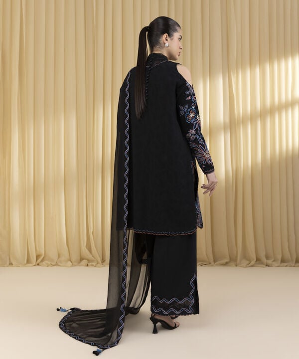 3 Piece - Embroidered Cotton Jacquard Suit (Unstitched)