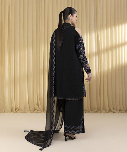 3 Piece - Embroidered Cotton Jacquard Suit (Unstitched)