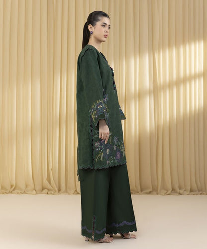 3 Piece - Embroidered Cotton Jacquard Suit (Unstitched)