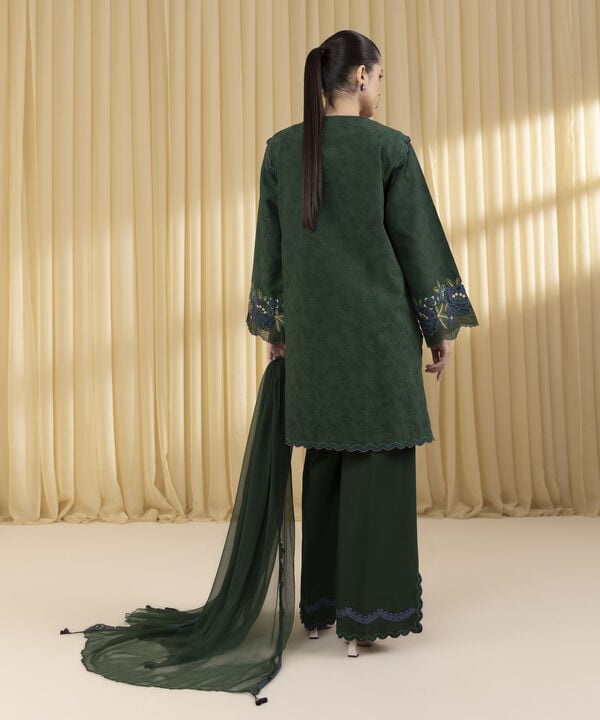 3 Piece - Embroidered Cotton Jacquard Suit (Unstitched)