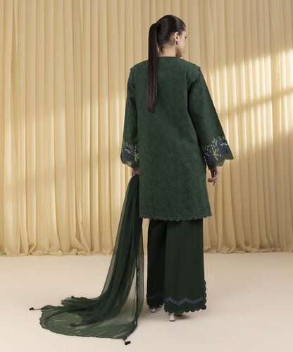 3 Piece - Embroidered Cotton Jacquard Suit (Unstitched)