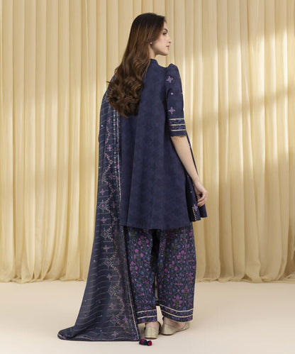 3 Piece - Embroidered Cotton Jacquard Suit (Unstitched)