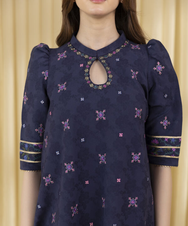 3 Piece - Embroidered Cotton Jacquard Suit (Unstitched)