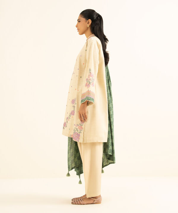 3 Piece - Embroidered Khaddar Suit