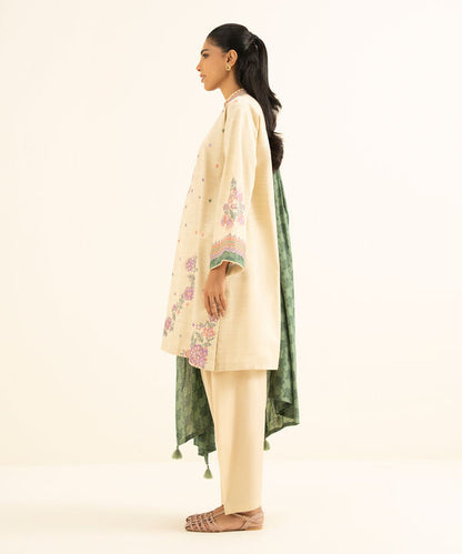 3 Piece - Embroidered Khaddar Suit
